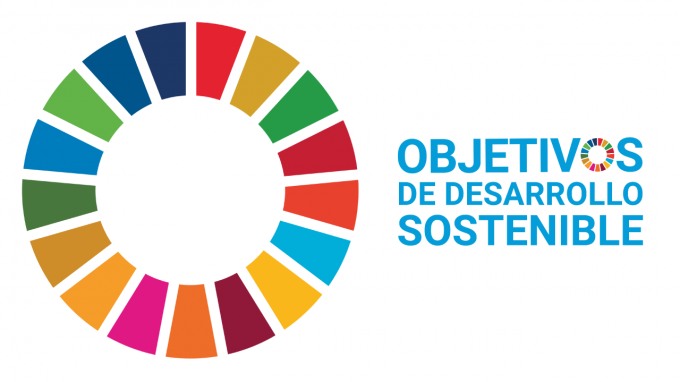 ícono y logo de los Objetivos de Desarrollo Sostenible sobre fondo blanco